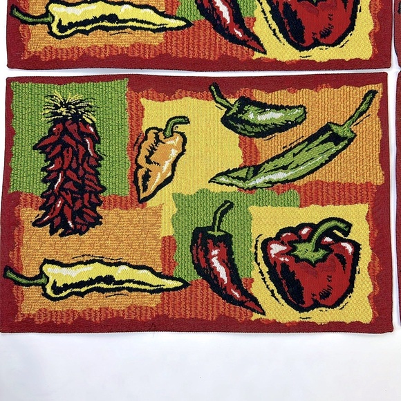Set of 4 Pepper Embroidered Place Mats. Used for decoration only. 19”L x 12.5W. - Picture 4 of 8